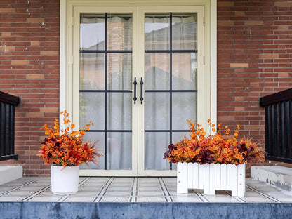 18PCS Artificial Plants Outdoor, Faux Flower Greenery Stems for Outside
