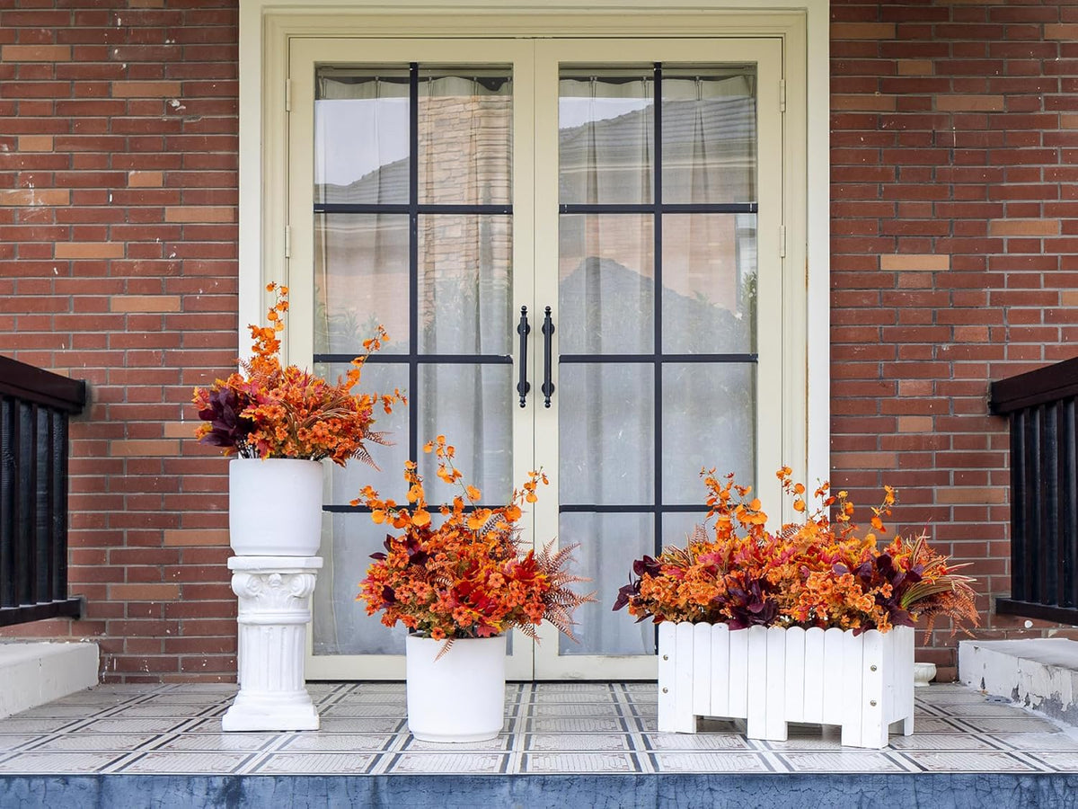 18PCS Artificial Plants Outdoor, Faux Flower Greenery Stems for Outside