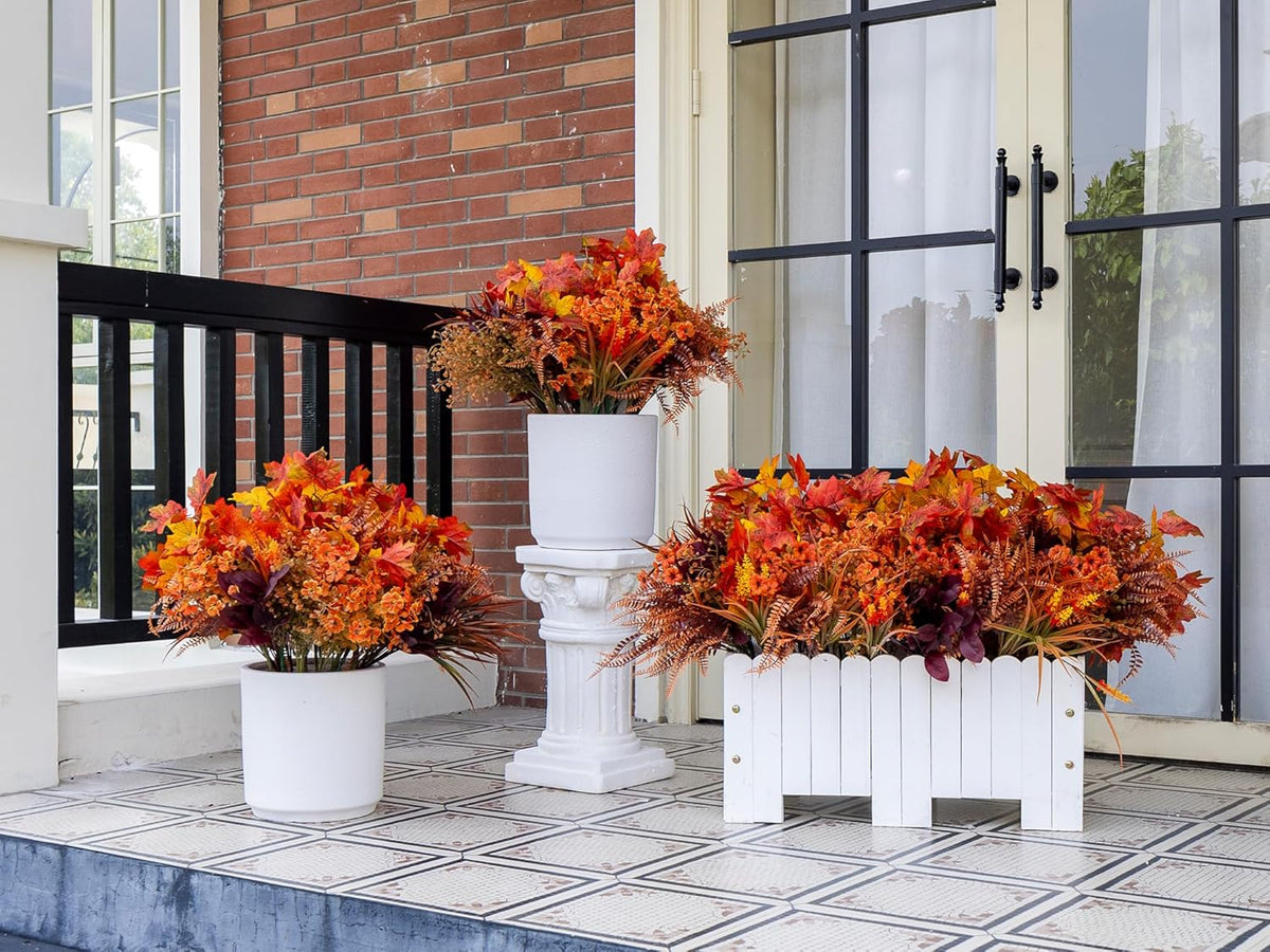 18PCS Artificial Plants Outdoor, Faux Flower Greenery Stems for Outside