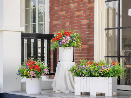 18PCS Artificial Plants Outdoor, Faux Flower Greenery Stems for Outside