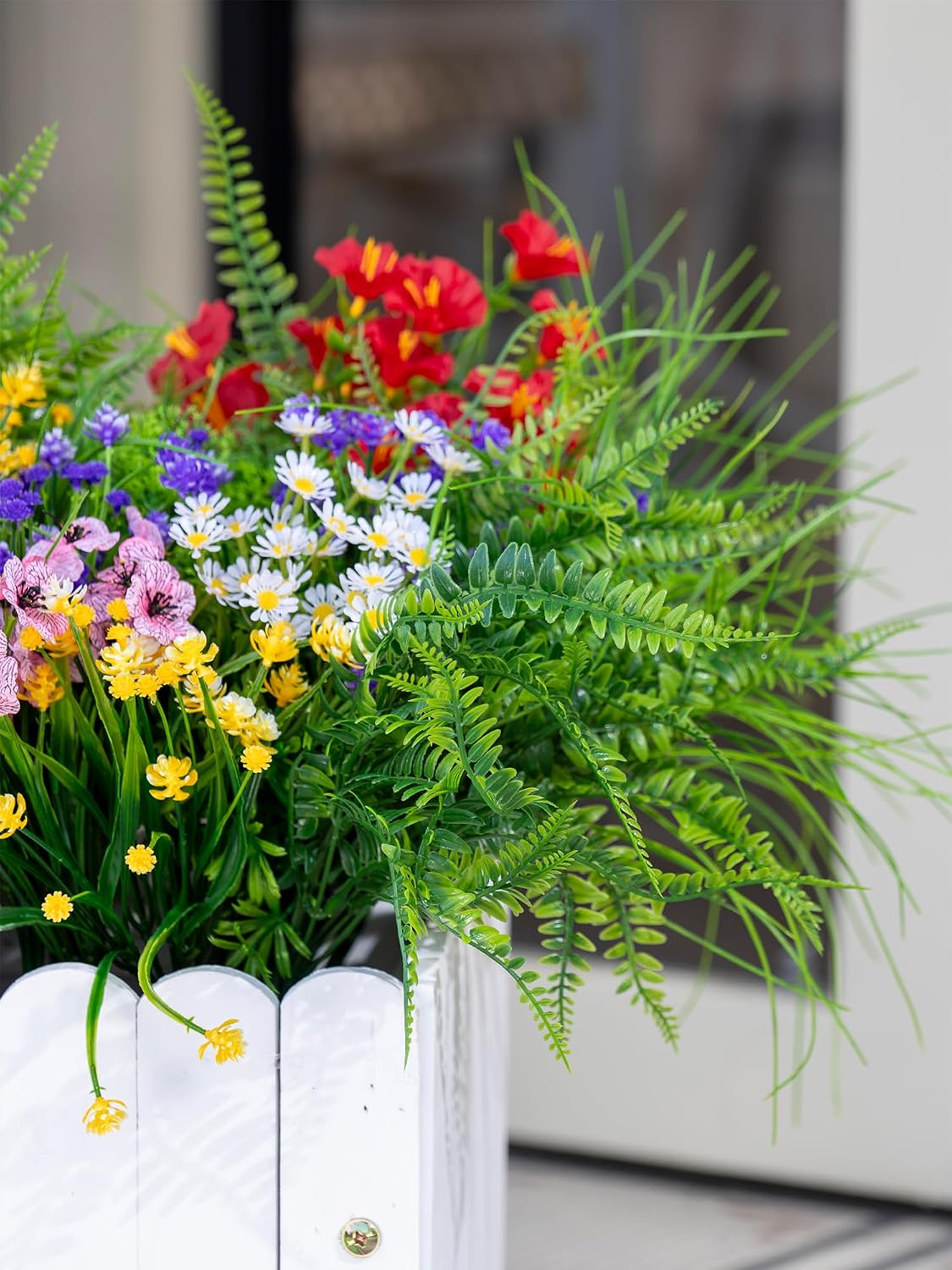 18PCS Artificial Plants Outdoor, Faux Flower Greenery Stems for Outside