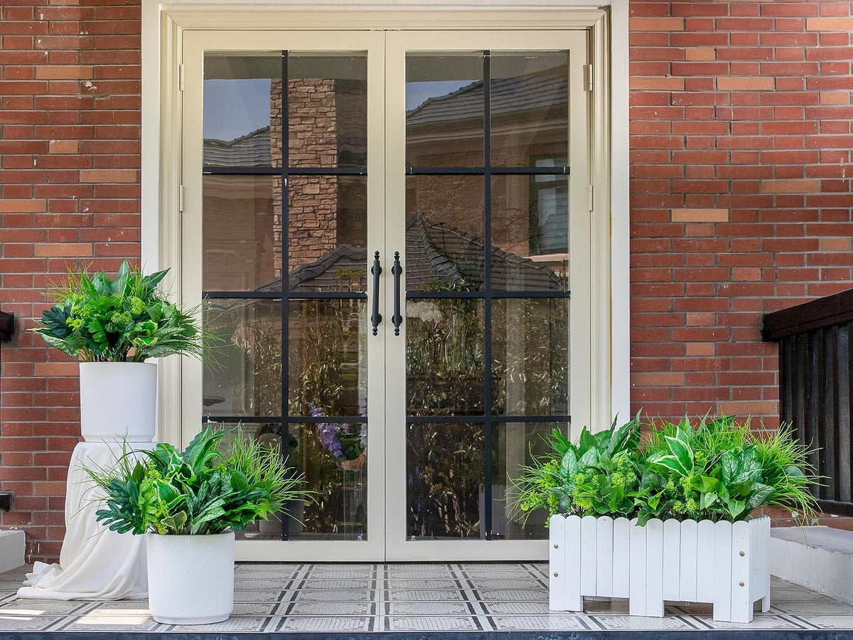 18PCS Artificial Plants Outdoor, Faux Flower Greenery Stems for Outside