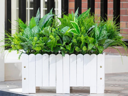 18PCS Artificial Plants Outdoor, Faux Flower Greenery Stems for Outside