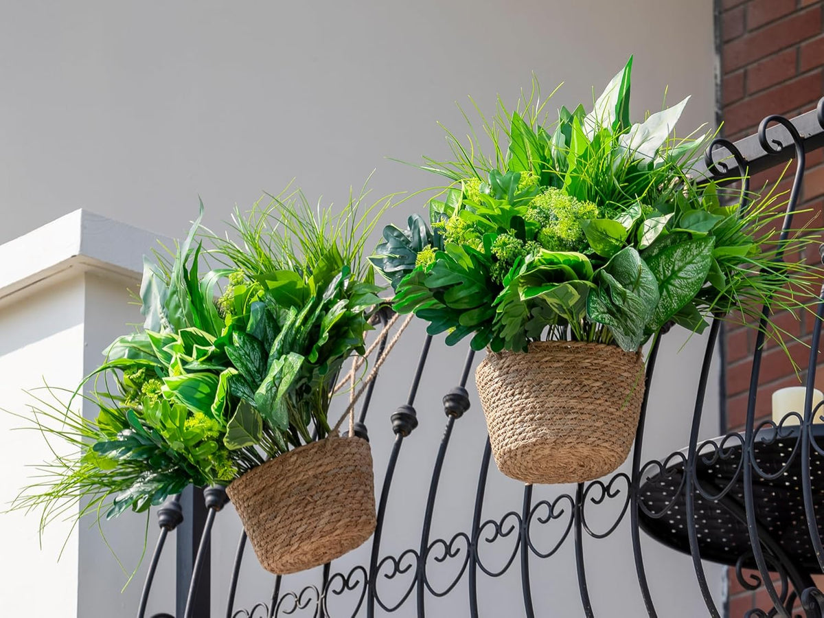 18PCS Artificial Plants Outdoor, Faux Flower Greenery Stems for Outside