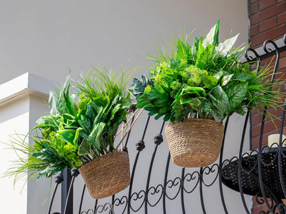 18PCS Artificial Plants Outdoor, Faux Flower Greenery Stems for Outside