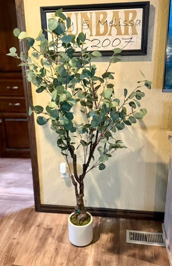 Artificial Eucalyptus Tree with White Planter | 7 ft Tall Fake Artificial Plant ，Large Faux Floor Plant Fake Silk Trees Artificial Trees for Home Decor Indoor