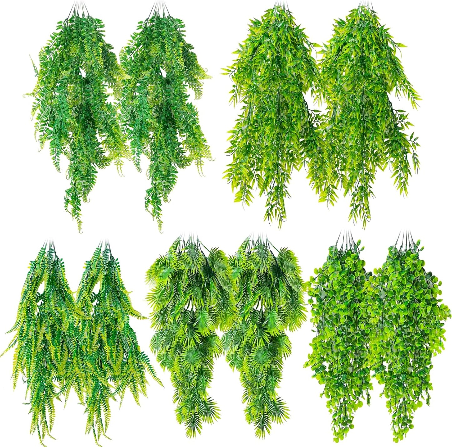 CousDUoBe 10 Pcs Reptile Plants Decorations,Terrarium Hanging Plants Vines Artificial Leaves Habitat Decorations with Suction Cup for Bearded Dragon Hermit Crab Lizard Snake Geckos Chameleon