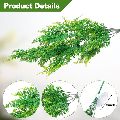 CousDUoBe 10 Pcs Reptile Plants Decorations,Terrarium Hanging Plants Vines Artificial Leaves Habitat Decorations with Suction Cup for Bearded Dragon Hermit Crab Lizard Snake Geckos Chameleon