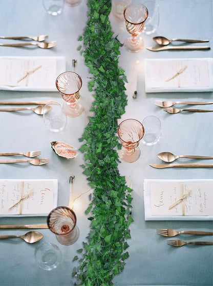 84 Feet 12 Strands Artificial Ivy Leaf Plants Vine Hanging Garland Fake Foliage Flowers Home Kitchen Garden Office Wedding Wall Decor, Green