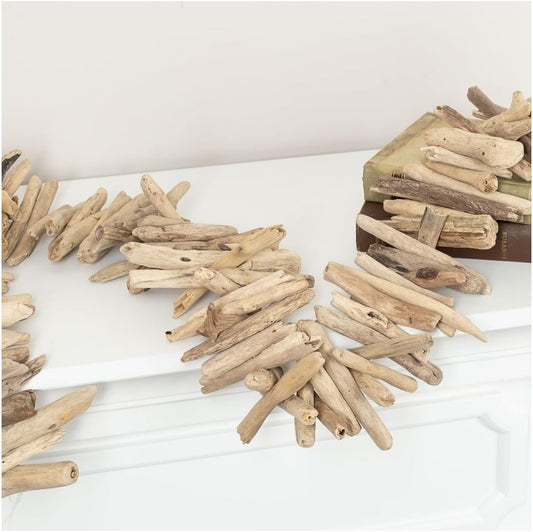 Nautical Weathered Driftwood Garland – Natural Coastal Beach Decor, 57" | Enhance coastal homes, lake cottages, nautical décor, and outdoor weddings with natural beach‑house style