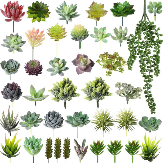 40 Pcs Artificial Faux Mini Succulent Plants, Fresh