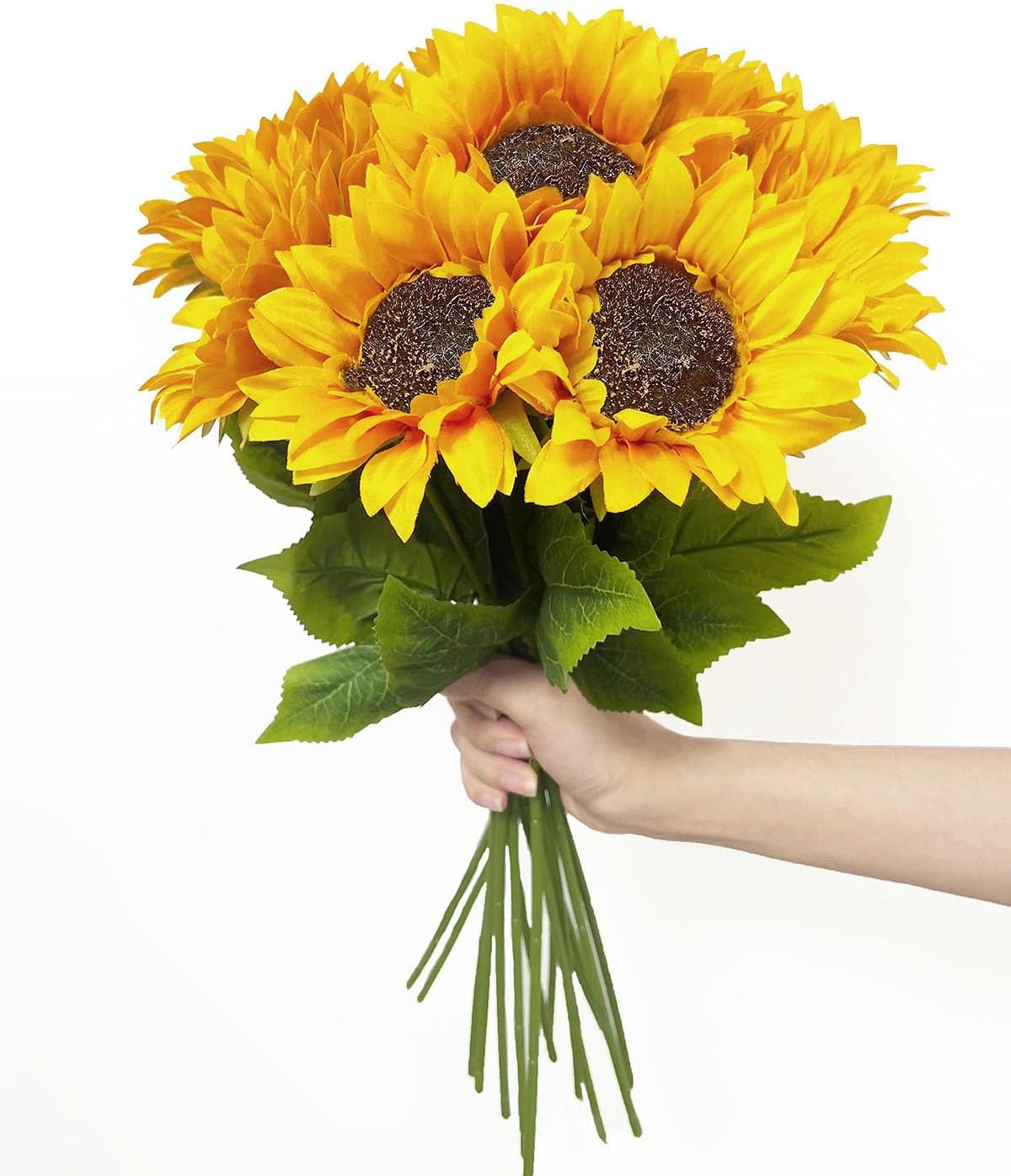 10PCS Sunflowers Artificial Flowers, Silk Sunflower Decor with Stem