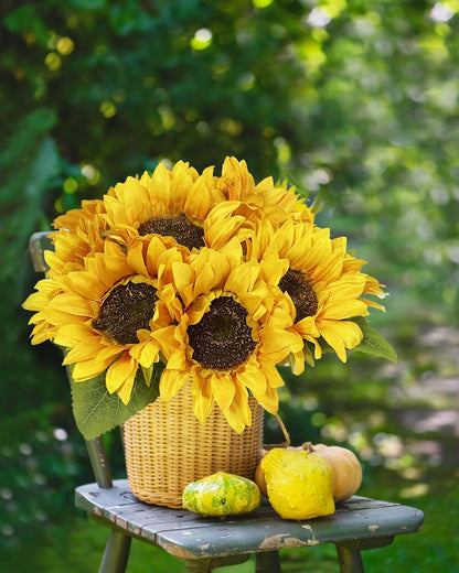 10PCS Sunflowers Artificial Flowers, Silk Sunflower Decor with Stem