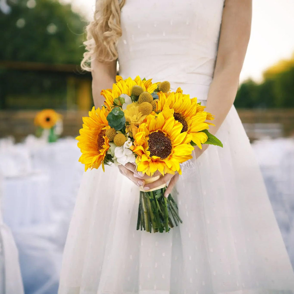 10PCS Sunflowers Artificial Flowers, Silk Sunflower Decor with Stem