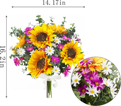 10PCS Sunflowers Artificial Flowers, Silk Sunflower Decor with Stem