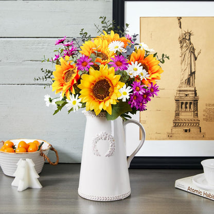 10PCS Sunflowers Artificial Flowers, Silk Sunflower Decor with Stem