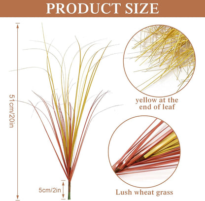 20 PCS Artificial Fall Plants Outdoor Faux Fall Wheat Grass