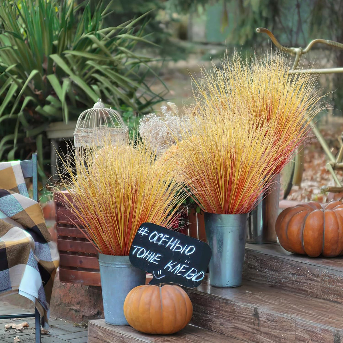 20 PCS Artificial Fall Plants Outdoor Faux Fall Wheat Grass