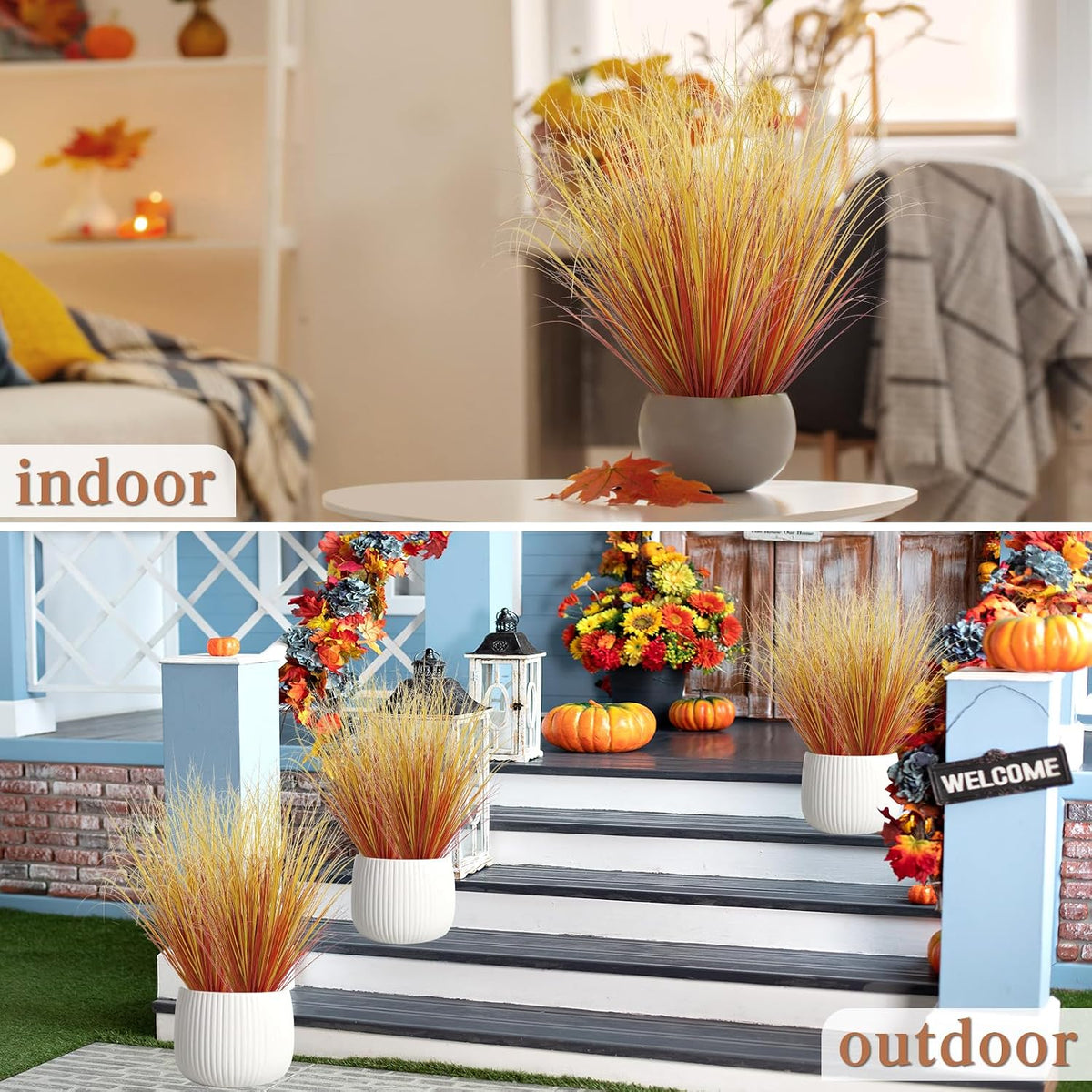 20 PCS Artificial Fall Plants Outdoor Faux Fall Wheat Grass