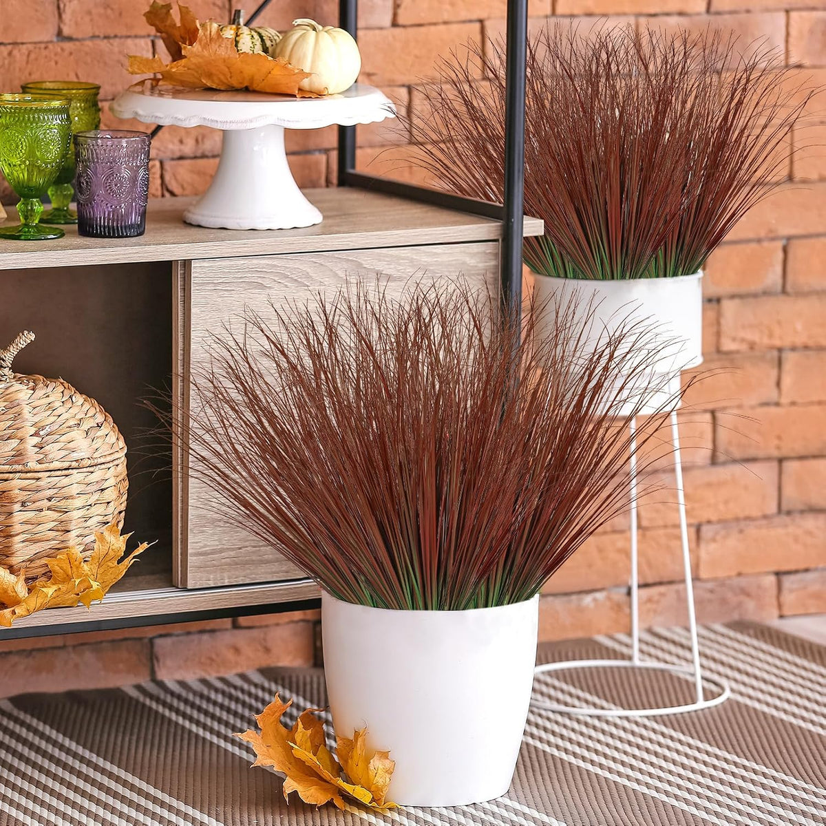 20 PCS Artificial Fall Plants Outdoor Faux Fall Wheat Grass