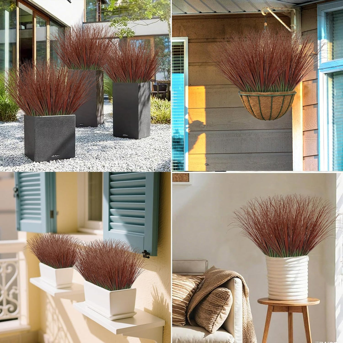 20 PCS Artificial Fall Plants Outdoor Faux Fall Wheat Grass