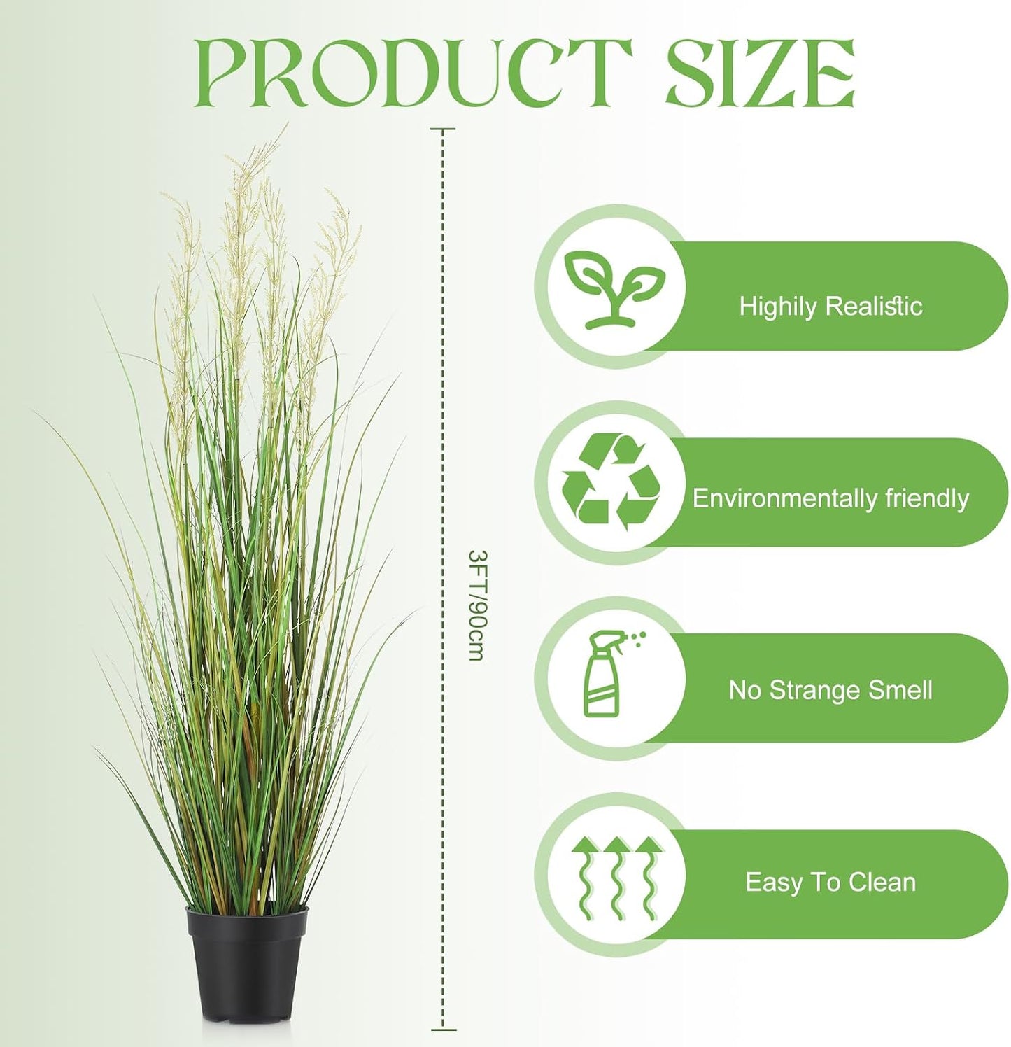 2 Pcs 4 ft Tall Artificial Grass Plant Potted Artificial Greenery Floor Plants Faux Pampas Grass Tall in Pot for Housewarming Gift House Garden Bathroom Lobby Outdoor Decoration