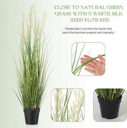 2 Pcs 4 ft Tall Artificial Grass Plant Potted Artificial Greenery Floor Plants Faux Pampas Grass Tall in Pot for Housewarming Gift House Garden Bathroom Lobby Outdoor Decoration