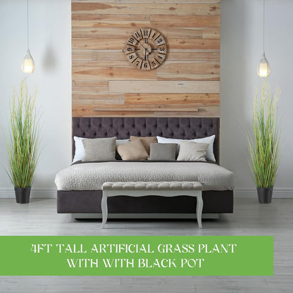 2 Pcs 4 ft Tall Artificial Grass Plant Potted Artificial Greenery Floor Plants Faux Pampas Grass Tall in Pot for Housewarming Gift House Garden Bathroom Lobby Outdoor Decoration