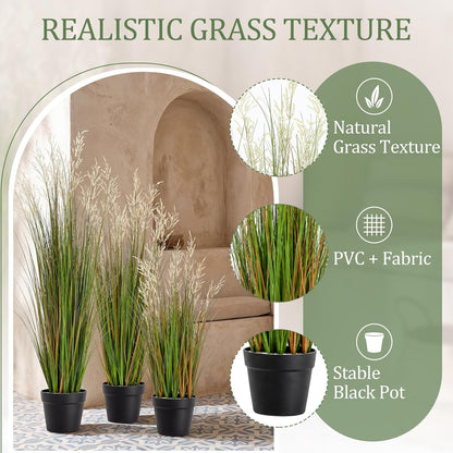2 Pcs 4 ft Tall Artificial Grass Plant Potted Artificial Greenery Floor Plants Faux Pampas Grass Tall in Pot for Housewarming Gift House Garden Bathroom Lobby Outdoor Decoration