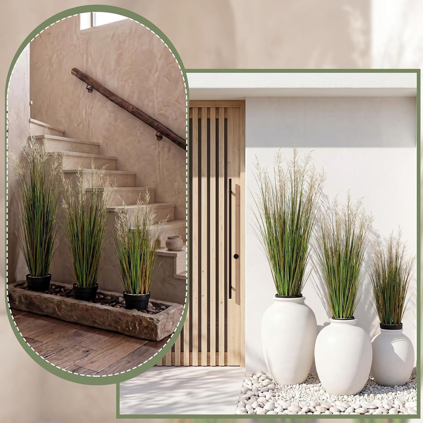 2 Pcs 4 ft Tall Artificial Grass Plant Potted Artificial Greenery Floor Plants Faux Pampas Grass Tall in Pot for Housewarming Gift House Garden Bathroom Lobby Outdoor Decoration