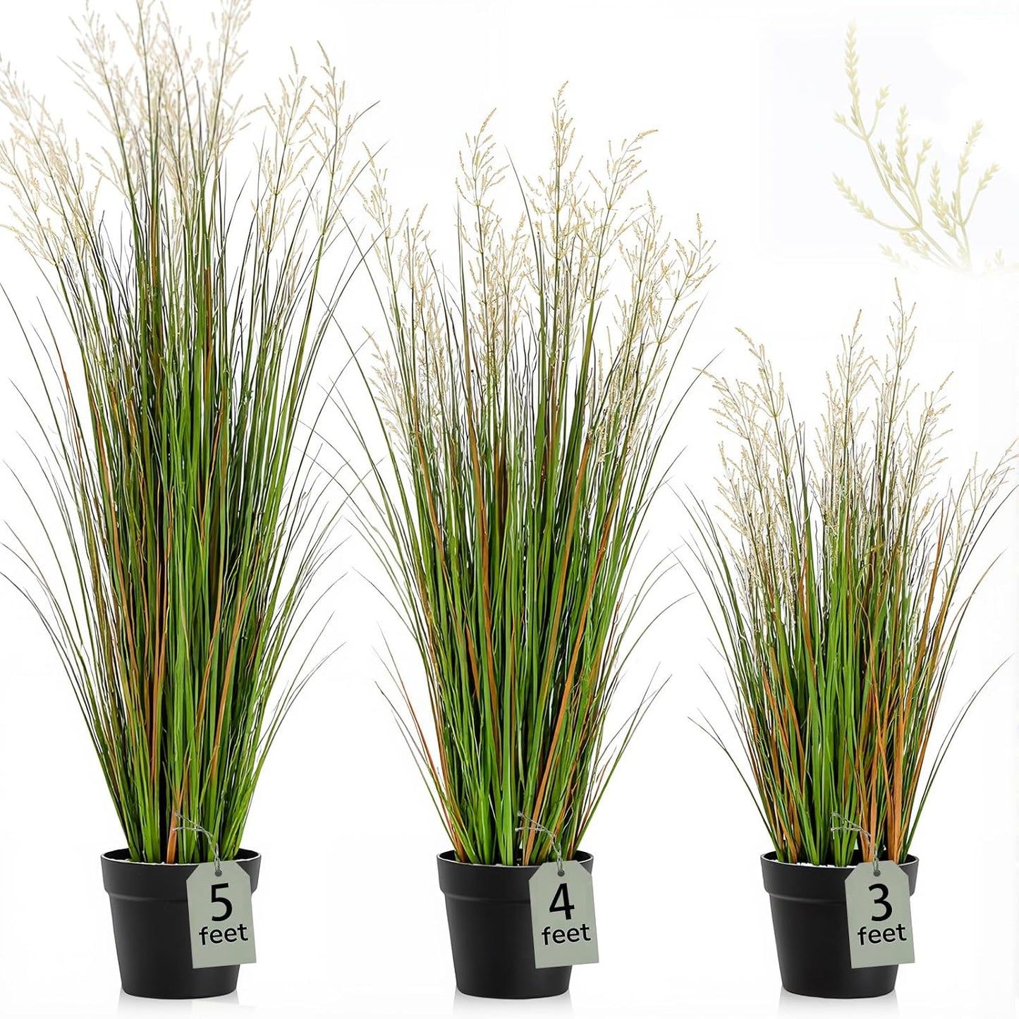 2 Pcs 4 ft Tall Artificial Grass Plant Potted Artificial Greenery Floor Plants Faux Pampas Grass Tall in Pot for Housewarming Gift House Garden Bathroom Lobby Outdoor Decoration