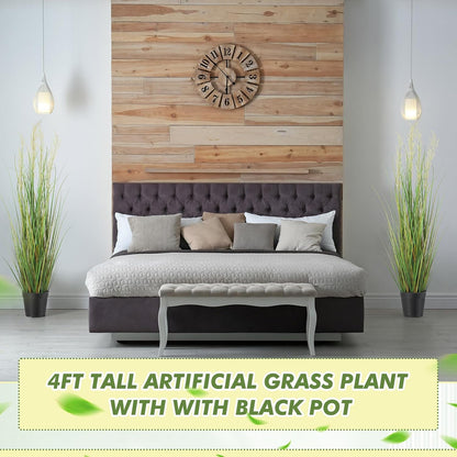 2 Pcs 4 ft Tall Artificial Grass Plant Potted Artificial Greenery Floor Plants Faux Pampas Grass Tall in Pot for Housewarming Gift House Garden Bathroom Lobby Outdoor Decoration