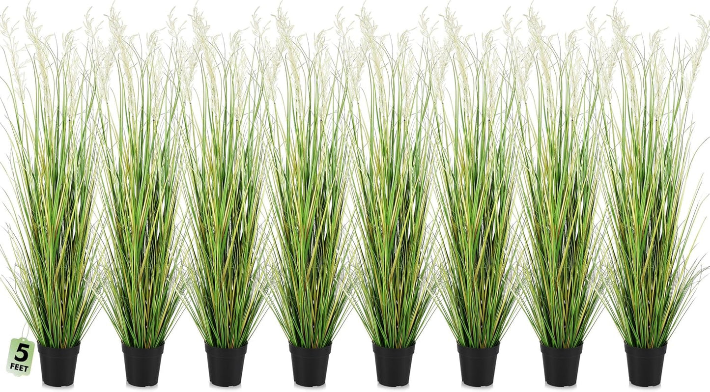 2 Pcs 4 ft Tall Artificial Grass Plant Potted Artificial Greenery Floor Plants Faux Pampas Grass Tall in Pot for Housewarming Gift House Garden Bathroom Lobby Outdoor Decoration
