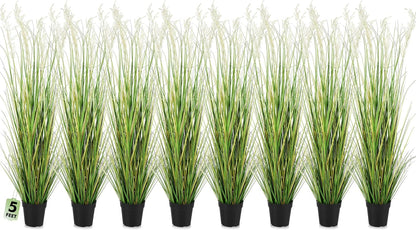 2 Pcs 4 ft Tall Artificial Grass Plant Potted Artificial Greenery Floor Plants Faux Pampas Grass Tall in Pot for Housewarming Gift House Garden Bathroom Lobby Outdoor Decoration