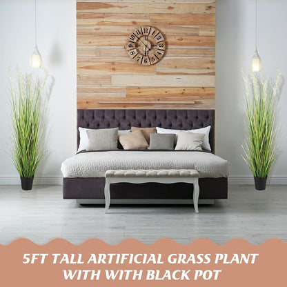 2 Pcs 4 ft Tall Artificial Grass Plant Potted Artificial Greenery Floor Plants Faux Pampas Grass Tall in Pot for Housewarming Gift House Garden Bathroom Lobby Outdoor Decoration