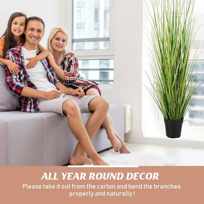 2 Pcs 4 ft Tall Artificial Grass Plant Potted Artificial Greenery Floor Plants Faux Pampas Grass Tall in Pot for Housewarming Gift House Garden Bathroom Lobby Outdoor Decoration