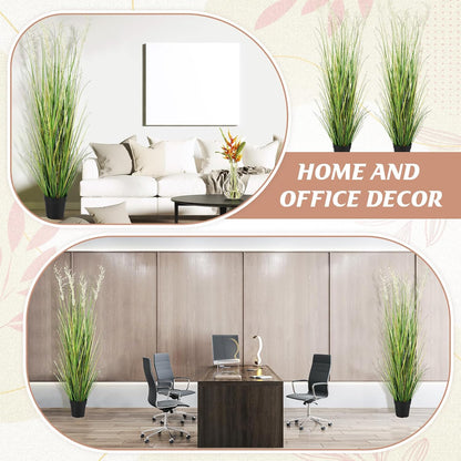 2 Pcs 4 ft Tall Artificial Grass Plant Potted Artificial Greenery Floor Plants Faux Pampas Grass Tall in Pot for Housewarming Gift House Garden Bathroom Lobby Outdoor Decoration