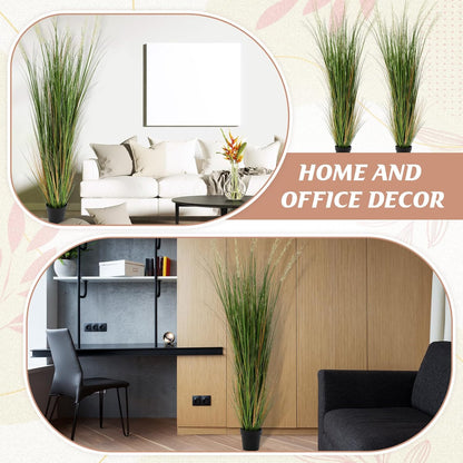 2 Pcs 4 ft Tall Artificial Grass Plant Potted Artificial Greenery Floor Plants Faux Pampas Grass Tall in Pot for Housewarming Gift House Garden Bathroom Lobby Outdoor Decoration