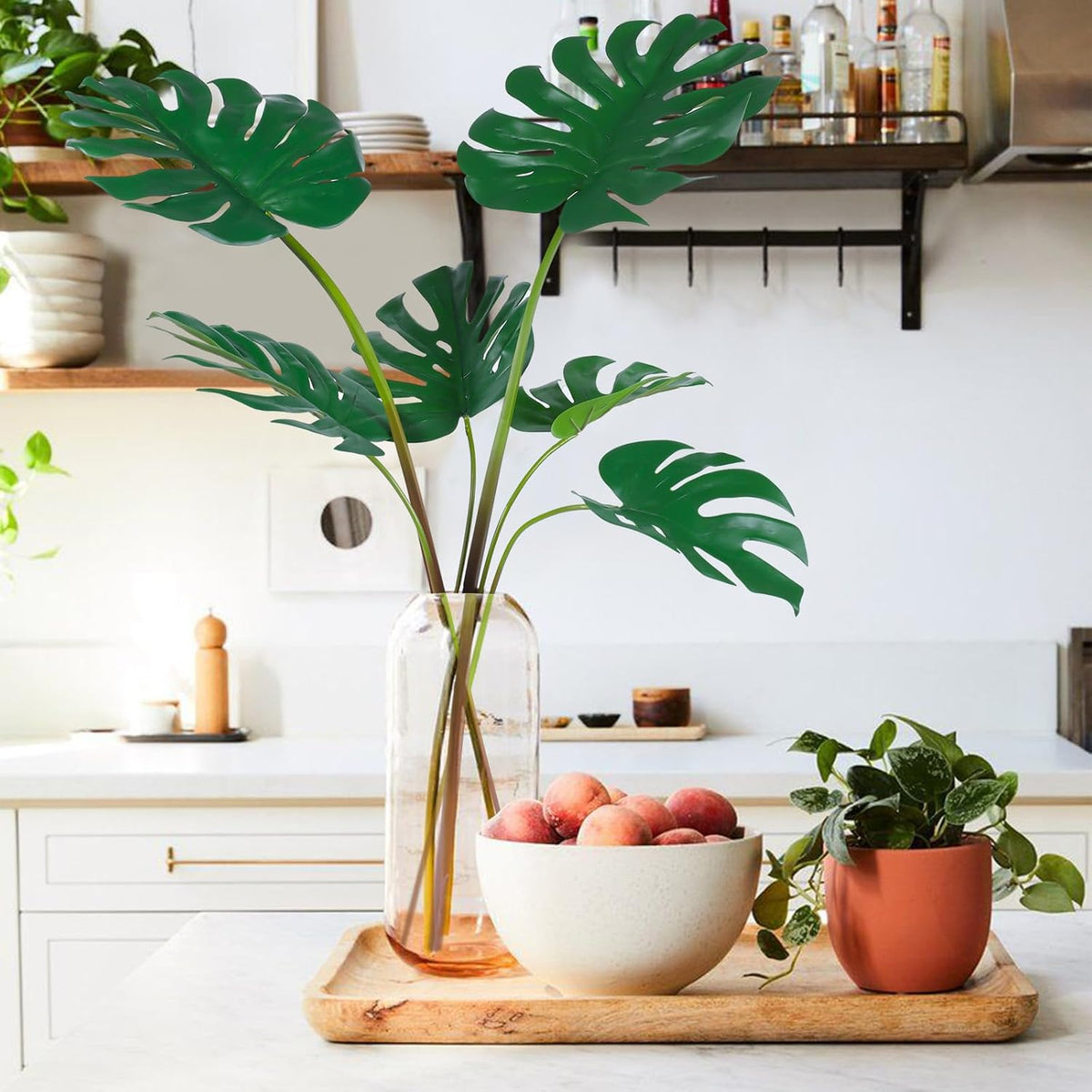 6Pcs Faux Monstera Leaves Artificial Tropical Greenery
