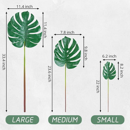 6Pcs Faux Monstera Leaves Artificial Tropical Greenery