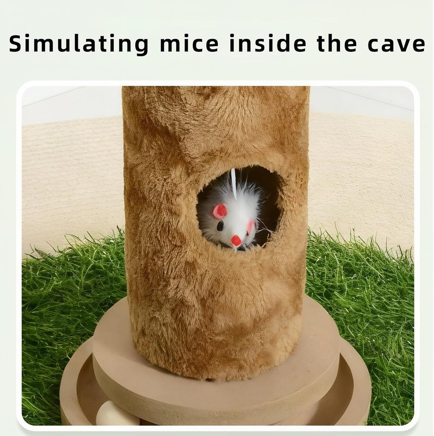 Cat Scratching Post, Two Tone Tall Sisal Scratch Pole For Indoor Cats,Artificial Turf Base Cat Tower With Hanging Toy,Double Ball Track & Simulated Mouse Hole,Strong Post For Kittens/Cats (35 in Post)
