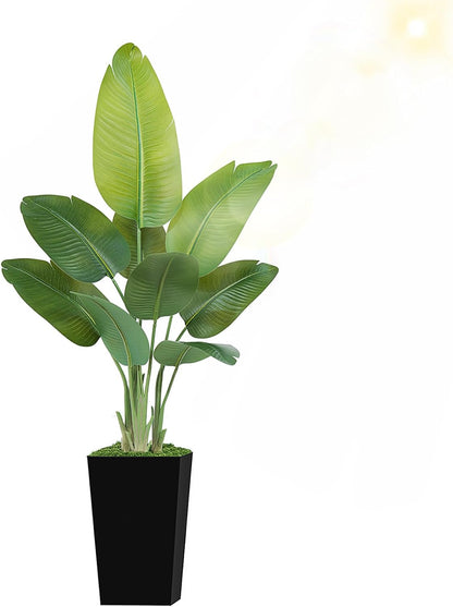 Lifelike Bird of Paradise Artificial Plant 6ft Faux Banana Leaf Tree with White Tall Planter for Home Decor - Perfect Indoor Silk Floor Plant for Living Room, Office, and Bedroom Ambiance Enhancement