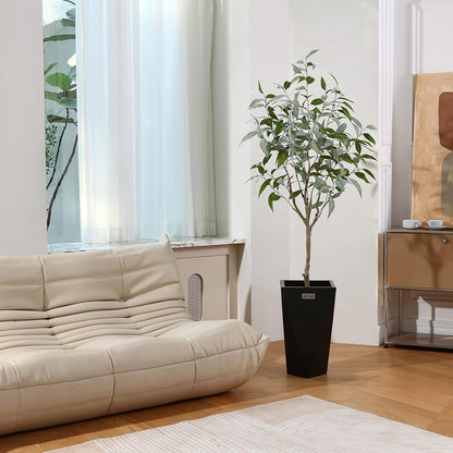 Artificial Eucalyptus Tree 5FT Tall Fake Eucalyptus Plants Large Faux Trees Artificial Silk Plants for Home Decor Indoor Outdoor Office Gift Ornaments, Set of 1