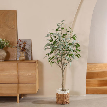 Artificial Eucalyptus Tree 5FT Tall Fake Eucalyptus Plants Large Faux Trees Artificial Silk Plants for Home Decor Indoor Outdoor Office Gift Ornaments, Set of 1