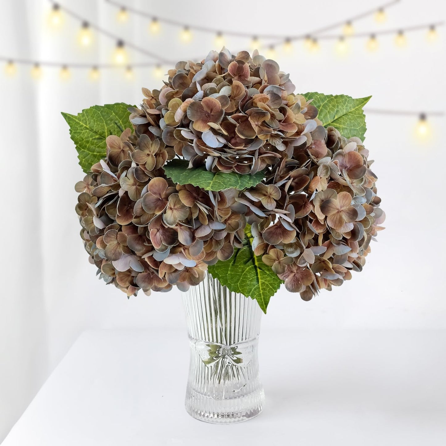 3 PCS Light Green Artificial Hydrangea Silk Flowers 21" with Stems | Real Touch Latex Petals, Faux Hydrangea Silk Flowers for Home Decor, Outdoor Wedding Party Arrangement, Table Centerpieces