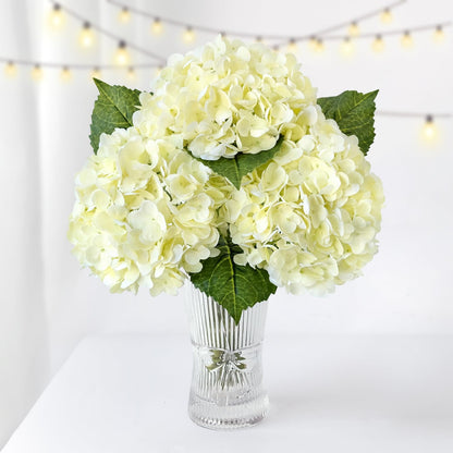 3 PCS Light Green Artificial Hydrangea Silk Flowers 21" with Stems | Real Touch Latex Petals, Faux Hydrangea Silk Flowers for Home Decor, Outdoor Wedding Party Arrangement, Table Centerpieces
