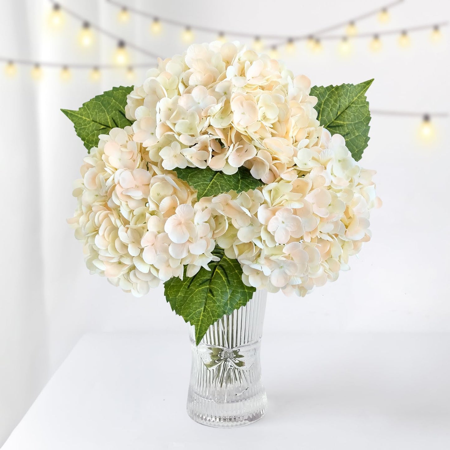 3 PCS Light Green Artificial Hydrangea Silk Flowers 21" with Stems | Real Touch Latex Petals, Faux Hydrangea Silk Flowers for Home Decor, Outdoor Wedding Party Arrangement, Table Centerpieces