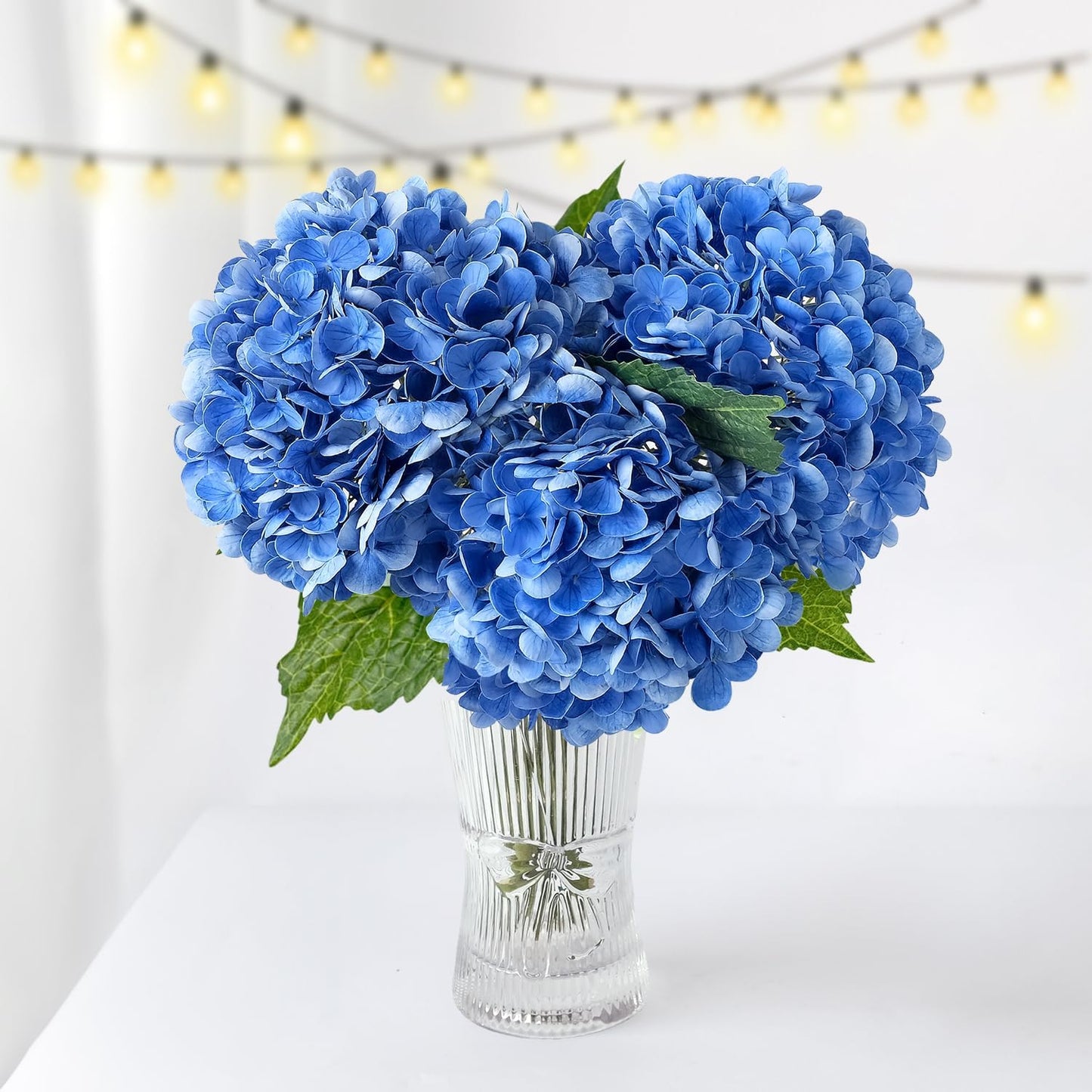 3 PCS Light Green Artificial Hydrangea Silk Flowers 21" with Stems | Real Touch Latex Petals, Faux Hydrangea Silk Flowers for Home Decor, Outdoor Wedding Party Arrangement, Table Centerpieces