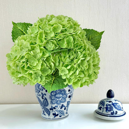 3 PCS Light Green Artificial Hydrangea Silk Flowers 21" with Stems | Real Touch Latex Petals, Faux Hydrangea Silk Flowers for Home Decor, Outdoor Wedding Party Arrangement, Table Centerpieces