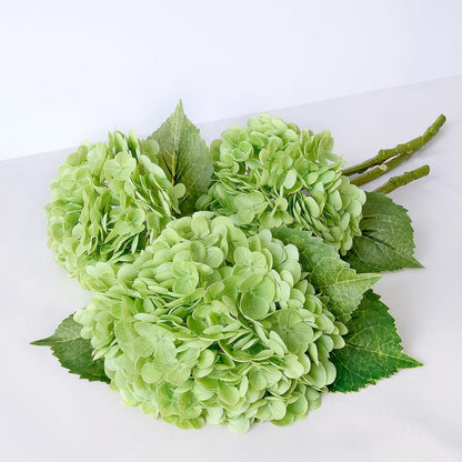 3 PCS Light Green Artificial Hydrangea Silk Flowers 21" with Stems | Real Touch Latex Petals, Faux Hydrangea Silk Flowers for Home Decor, Outdoor Wedding Party Arrangement, Table Centerpieces